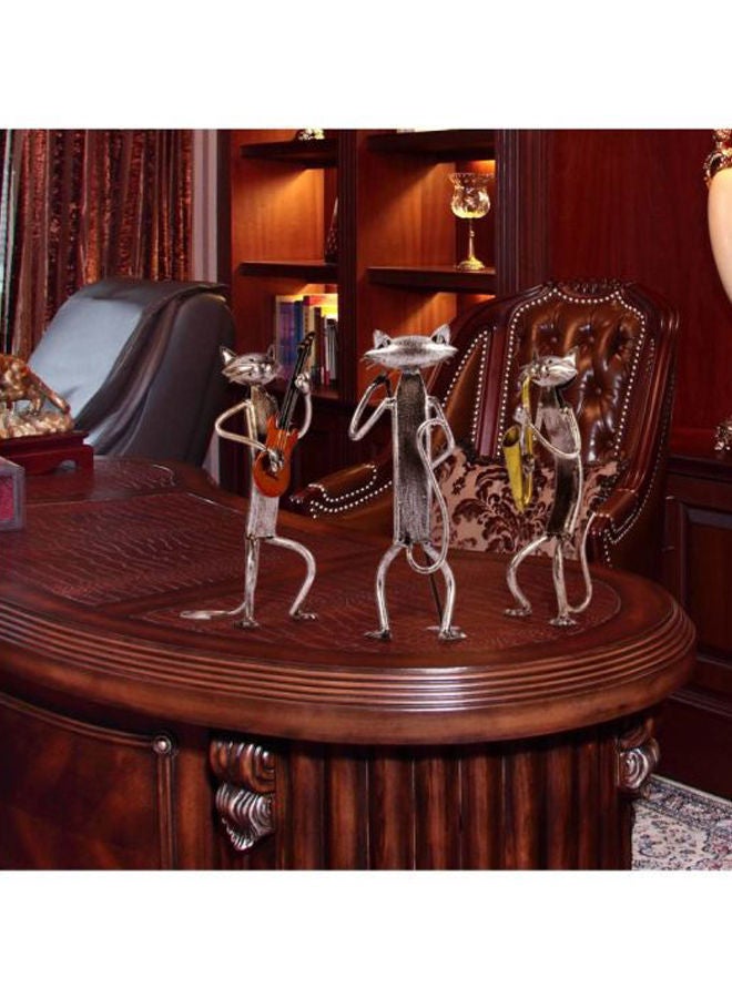 نيبمينينت منحوتة أشغال يدوية عصرية مناسبة للمكتب على شكل قط من الحديد فضي 11 x 9.0 24.7سم - Image 5