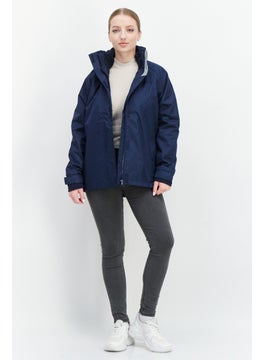 Trespass Women Plain Bomber Jacket, Navy Blue  - Image 2