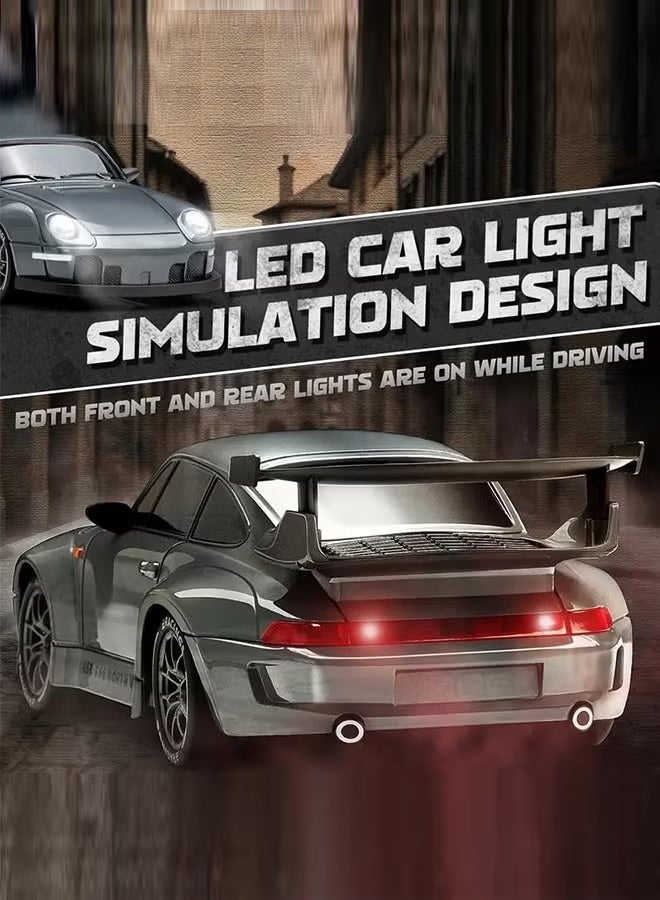 سيستار سيارة سباق RC عالية السرعة ذات دفع رباعي بمقياس 1:24 - مزودة بأضواء وامضة وإطارات مزدوجة وشحن USB، مناسبة للأولاد والبنات والأطفال والبالغين (تتضمن 8 إطارات و10 حواجز طرق وجهاز تحكم عن بعد وبطارية وشاحن وشريط عاكس) - Image 4