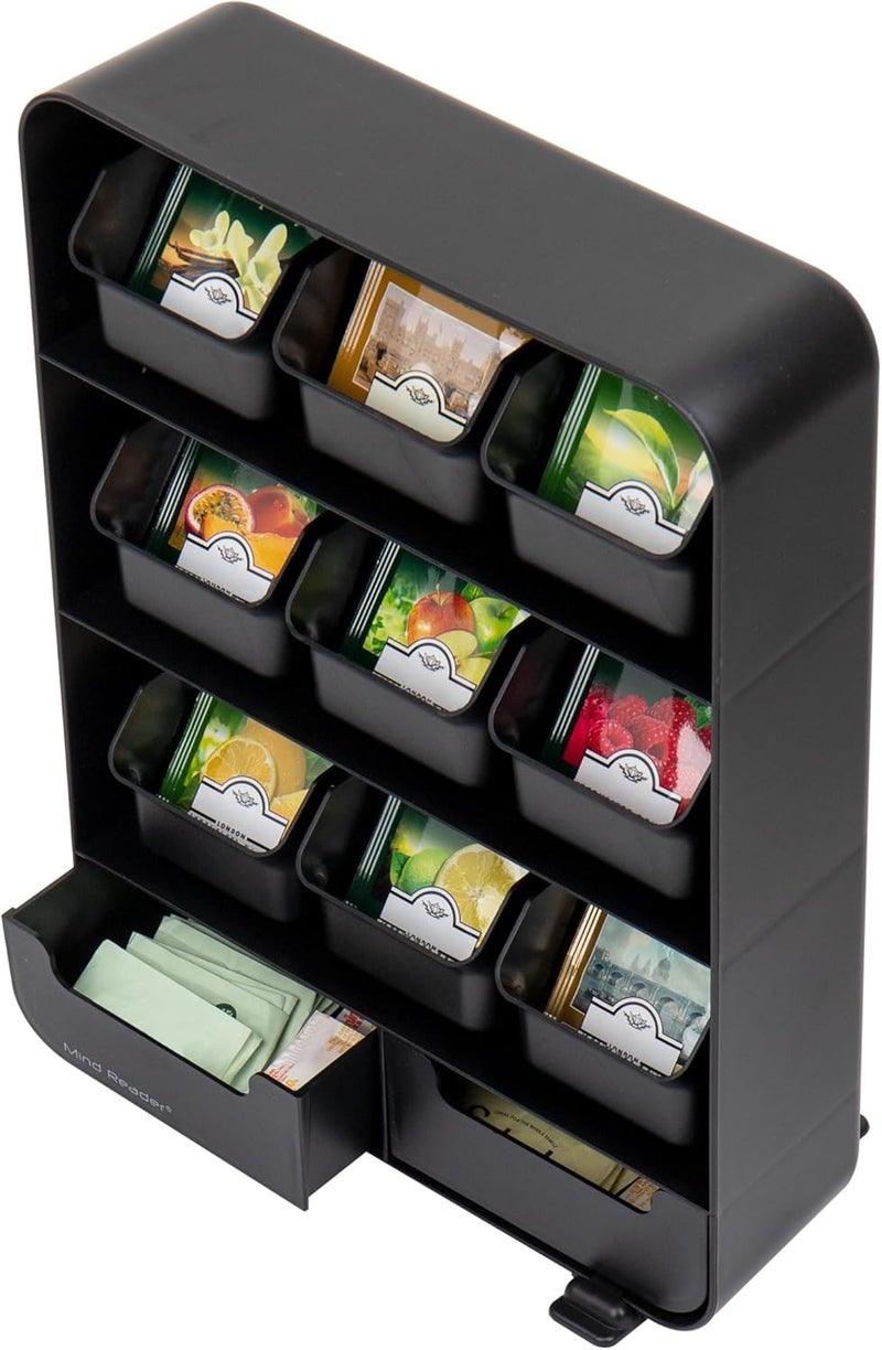 مايند ريدر Mind Reader 9 أدراج قابلة للإزالة حامل أكياس الشاي ومنظم التوابل، أسود - Image 4
