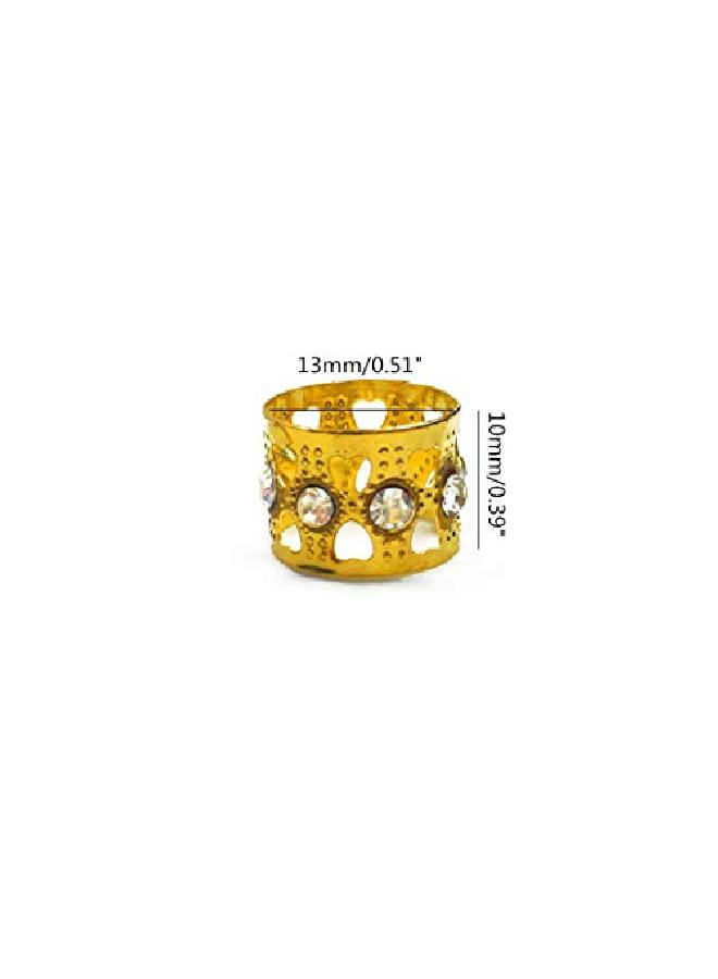 Hyamass 30Pcs Rhinestone Aluminum Gold Dreadlocks Beads Metal Hair Ring Decoration Braiding Hair JewelryGold - Image 4