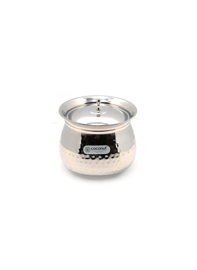 Coconut Coconut Stainless Steel - Cookware/Gaze Hammered Handi with Lid-1 Unit - Capacity - 850 ML  - Image 1