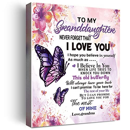 Wailozco To My Granddaughter Saying-Hangable Canvas Poem Prints Framed Poster Wall Art for Granddaughter from Grandma-Meaningful Granddaughter Gifts,Granddaughter Home Bedroom Living Room Wall Decor- I Love - Image 1