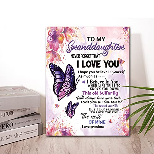 Wailozco To My Granddaughter Saying-Hangable Canvas Poem Prints Framed Poster Wall Art for Granddaughter from Grandma-Meaningful Granddaughter Gifts,Granddaughter Home Bedroom Living Room Wall Decor- I Love - Image 5
