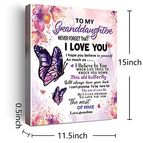 Wailozco To My Granddaughter Saying-Hangable Canvas Poem Prints Framed Poster Wall Art for Granddaughter from Grandma-Meaningful Granddaughter Gifts,Granddaughter Home Bedroom Living Room Wall Decor- I Love - Image 2