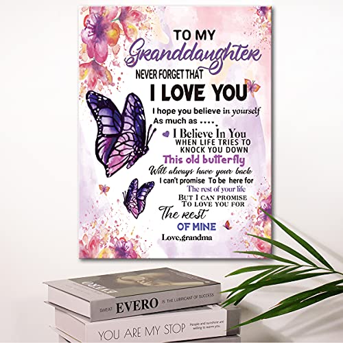 Wailozco To My Granddaughter Saying-Hangable Canvas Poem Prints Framed Poster Wall Art for Granddaughter from Grandma-Meaningful Granddaughter Gifts,Granddaughter Home Bedroom Living Room Wall Decor- I Love - Image 3