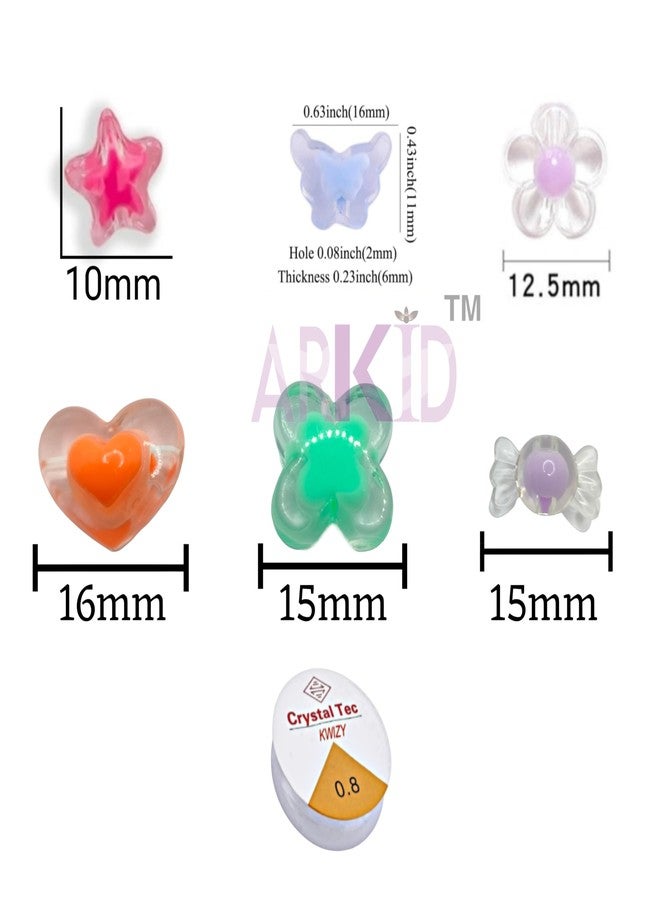 ARKID 120pcs Multicolored Flower Beads – Candy Color Mix | Transparent Flower Shape Beads for Kids’ Jewelry Making, DIY Bracelet & Earring Craft Kit - Image 3