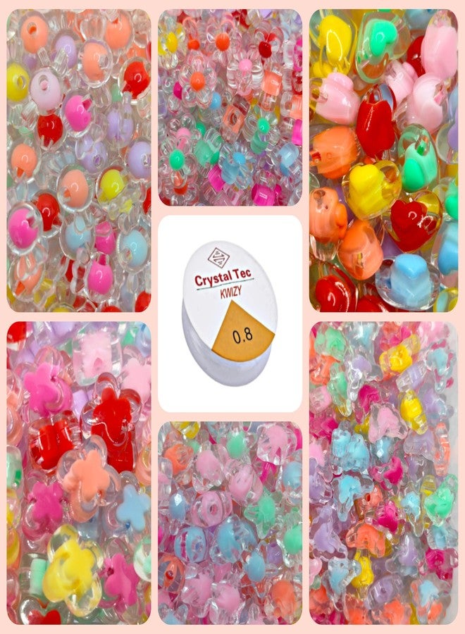 ARKID 120pcs Multicolored Flower Beads – Candy Color Mix | Transparent Flower Shape Beads for Kids’ Jewelry Making, DIY Bracelet & Earring Craft Kit - Image 1
