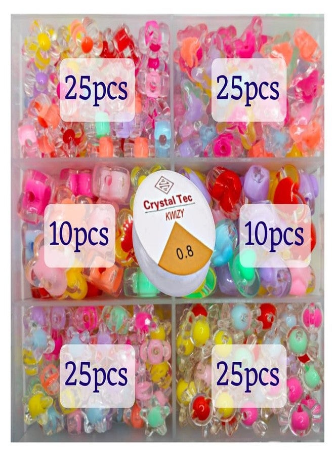 ARKID 120pcs Multicolored Flower Beads – Candy Color Mix | Transparent Flower Shape Beads for Kids’ Jewelry Making, DIY Bracelet & Earring Craft Kit - Image 5
