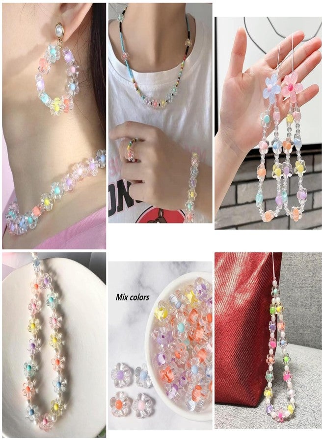ARKID 120pcs Multicolored Flower Beads – Candy Color Mix | Transparent Flower Shape Beads for Kids’ Jewelry Making, DIY Bracelet & Earring Craft Kit - Image 2