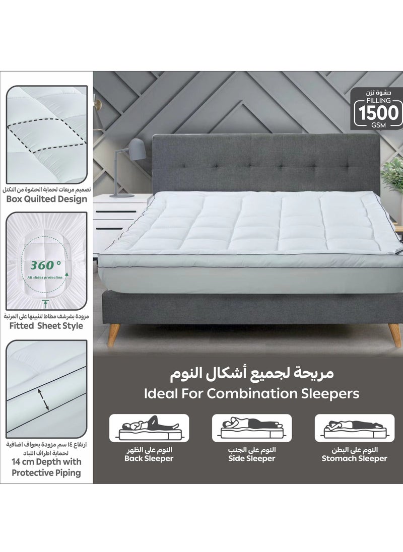 Donetella - Hotel Style Classic White Package 6 Pcs Comforter Set White +Mattress Topper + 4 Pillows King - Image 1