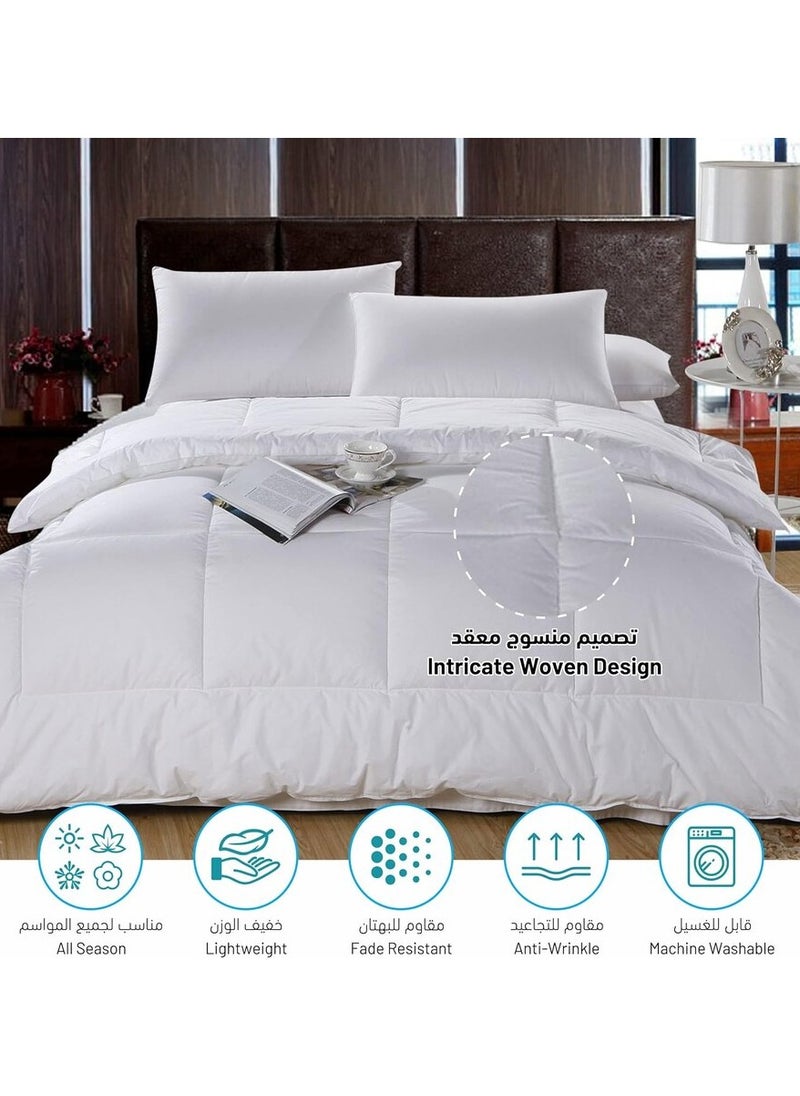Donetella - Hotel Style Classic White Package 6 Pcs Comforter Set White +Mattress Topper + 4 Pillows King - Image 1