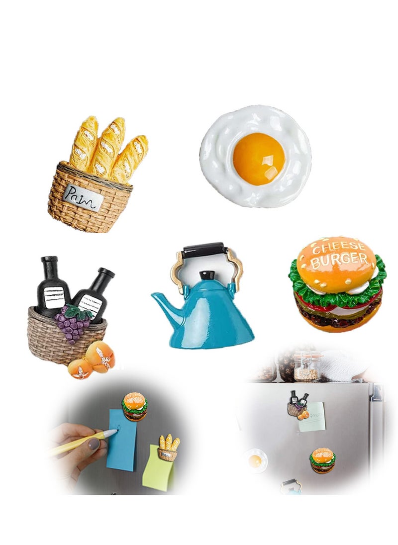 Generic - 3D Fun Food Refrigerator Magnets - Decorative Simulated Food Ornaments & Message Stickers for Refrigerators, Whiteboards, Maps, Calendars, and More (Set of 5) - Image 1
