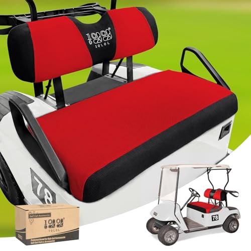 10L0L Golf Cart Seat Covers Kit - Universal Fit for EZGO TXT/RXV Front Seats | Breathable Mesh Fabric | Easy Installation | Red & Black (No Staples Required)​​ - Image 1
