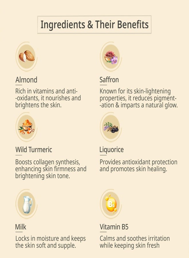PURE ELEMENTS Almond Saffron Brightening Face Pack For Skin Brightening & Tan Removal with Badam, Kesar & Milk - Paraben & Sulphate Free - 100 GM - Image 5
