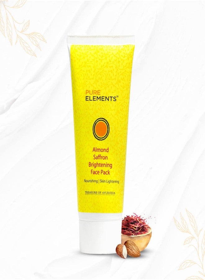 PURE ELEMENTS Almond Saffron Brightening Face Pack For Skin Brightening & Tan Removal with Badam, Kesar & Milk - Paraben & Sulphate Free - 100 GM - Image 1