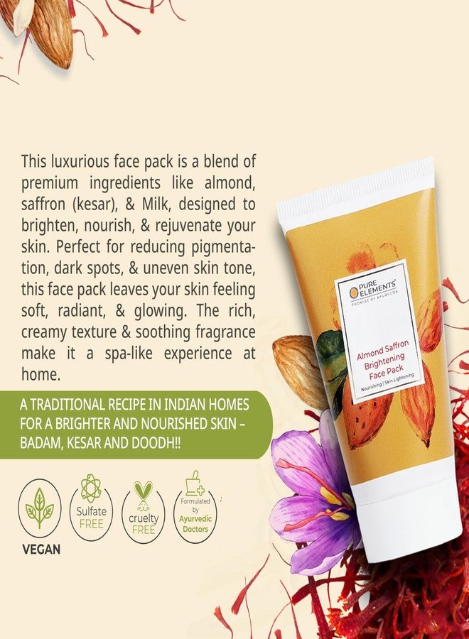 PURE ELEMENTS Almond Saffron Brightening Face Pack For Skin Brightening & Tan Removal with Badam, Kesar & Milk - Paraben & Sulphate Free - 100 GM - Image 3