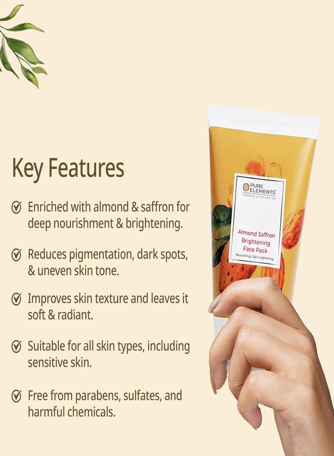 PURE ELEMENTS Almond Saffron Brightening Face Pack For Skin Brightening & Tan Removal with Badam, Kesar & Milk - Paraben & Sulphate Free - 100 GM - Image 4
