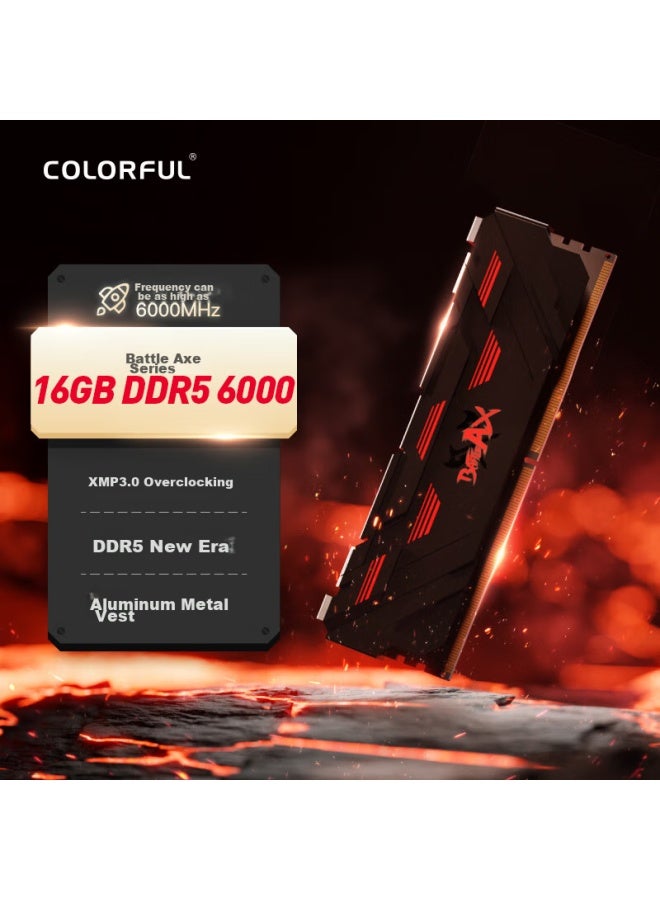 Colorful وحدة ذاكرة سطح المكتب ملونة 16 جيجابايت DDR5 6000، موزع حرارة، سلسلة زهانفو، أسود حديدي نيزكي، C38 - Image 1
