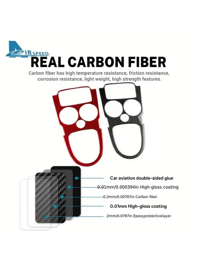 Red Carbon Fiber Gear Shift Frame Panel Sticker For Seat Altea 2004 2016 LHD RHD - Image 3