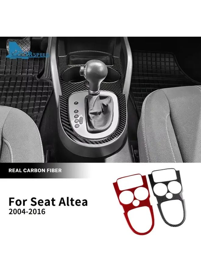 Red Carbon Fiber Gear Shift Frame Panel Sticker For Seat Altea 2004 2016 LHD RHD - Image 1