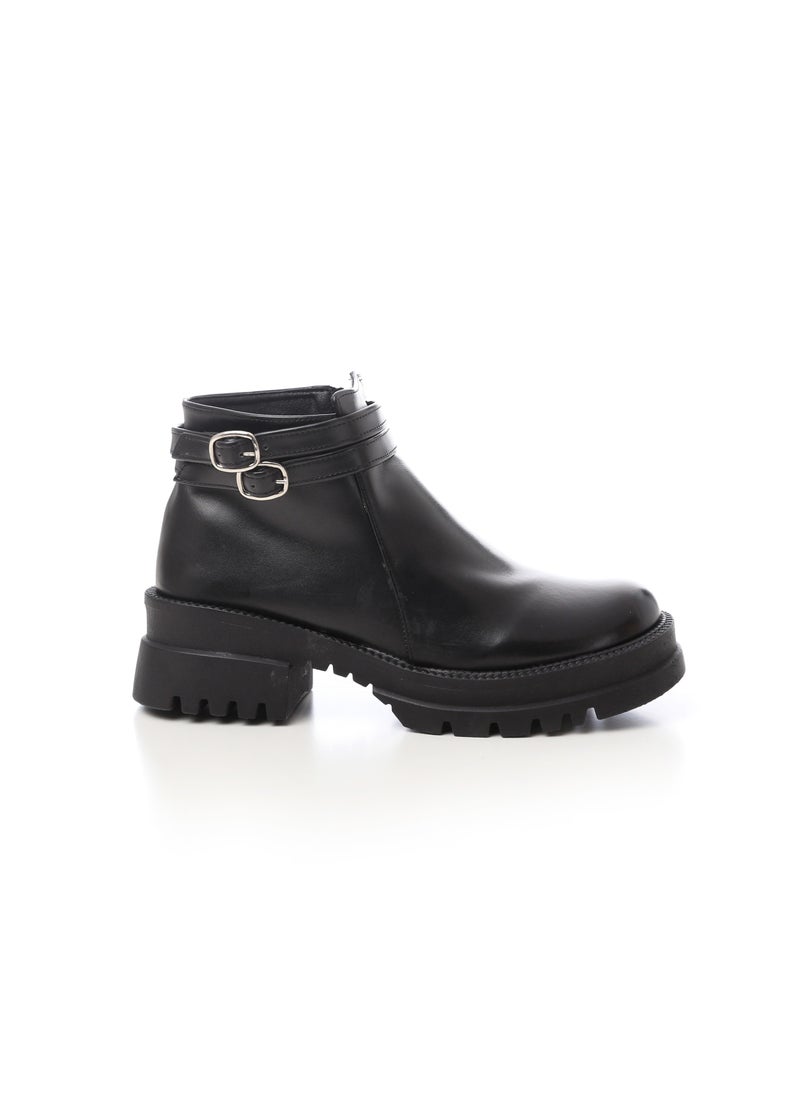 Mr.joe Side Zipper Leather Ankle Boots Black  - Image 1