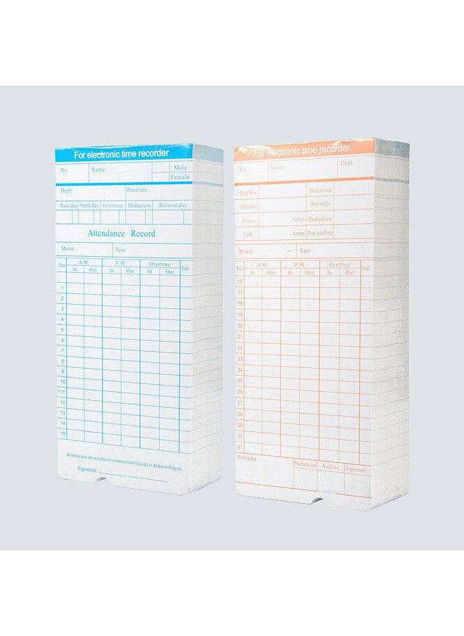 Generic 90pcs/ Pack Time Cards Timecards Monthly 2-sided 18 * 8.4cm for Employee Attendance Time Clock Recorder  - Image 5