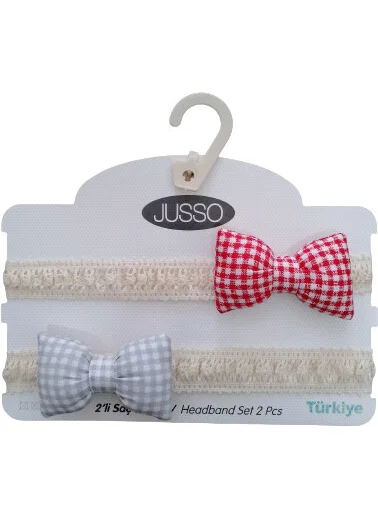 Jusso 2-Piece Hair Band with Bow Red-Blue