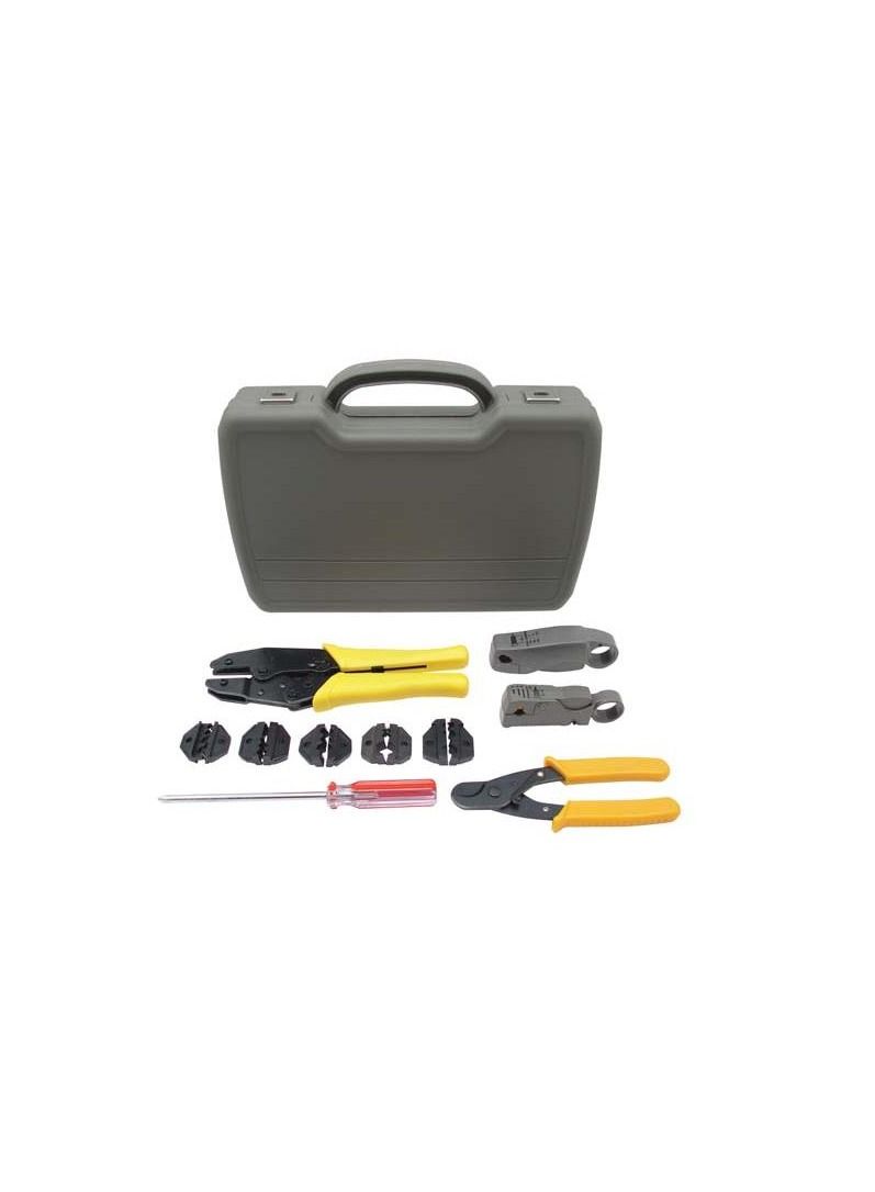 L-com Coaxial Crimp and Strip Kit with 5 Hex Dies .028" to .429"  - Image 1