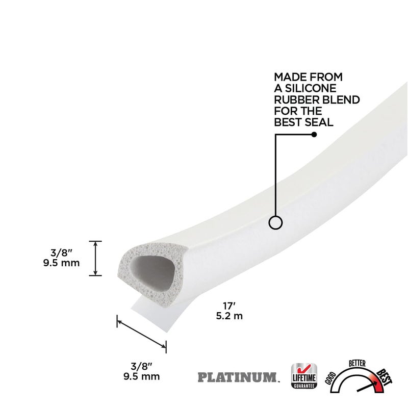 M-D Building Products 43846 3/8 in. x 3/8 in. x 17 ft. White Premium Silicone Rubber Platinumâ„¢ Window Seal for Ex-Large Gaps - Image 2
