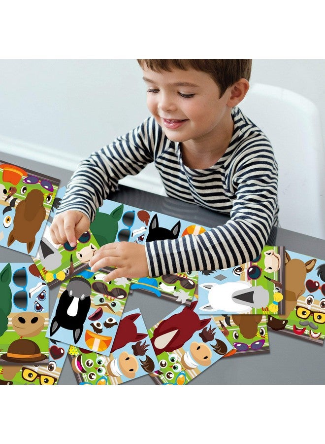 ANGOLIO Horse Race 36Pcs Make A Horse Stickers For Kids Makeaface Sticker Derby Party Supplies Diy Horse Face Fun Match Sticker Craft Game Race Horse Game Kids Baby Shower Game Birthday Party Gift - Image 5