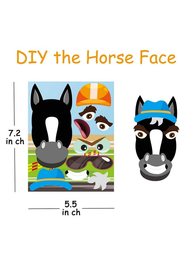 ANGOLIO Horse Race 36Pcs Make A Horse Stickers For Kids Makeaface Sticker Derby Party Supplies Diy Horse Face Fun Match Sticker Craft Game Race Horse Game Kids Baby Shower Game Birthday Party Gift - Image 3