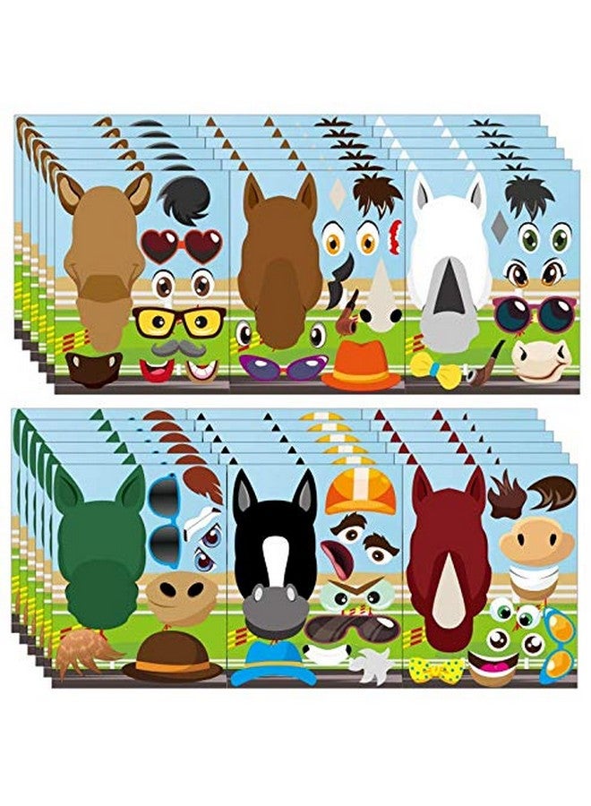 ANGOLIO Horse Race 36Pcs Make A Horse Stickers For Kids Makeaface Sticker Derby Party Supplies Diy Horse Face Fun Match Sticker Craft Game Race Horse Game Kids Baby Shower Game Birthday Party Gift - Image 2