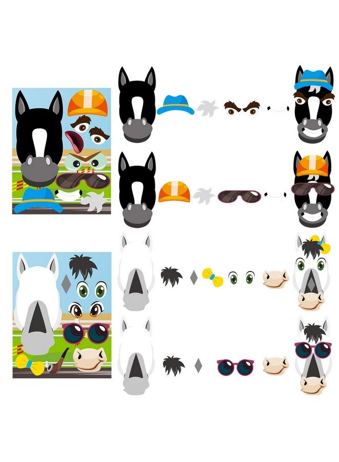 ANGOLIO Horse Race 36Pcs Make A Horse Stickers For Kids Makeaface Sticker Derby Party Supplies Diy Horse Face Fun Match Sticker Craft Game Race Horse Game Kids Baby Shower Game Birthday Party Gift - Image 4