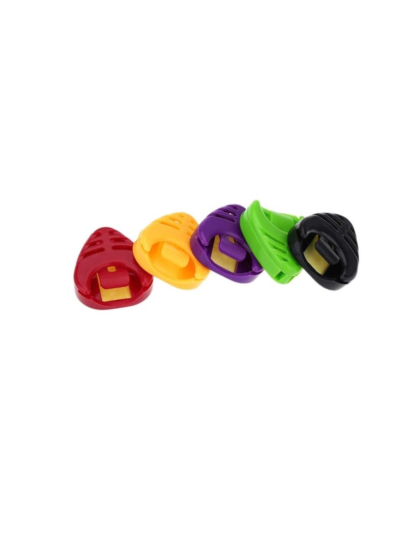Generic 5pcs Plactic Triangle Heart-shaped Guitar Pick Plectrum Holder Cases Sticky Portable - Image 1