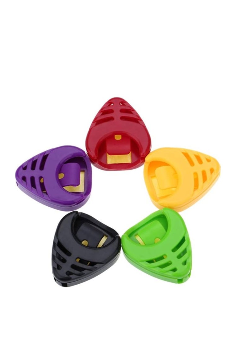 Generic 5pcs Plactic Triangle Heart-shaped Guitar Pick Plectrum Holder Cases Sticky Portable - Image 3