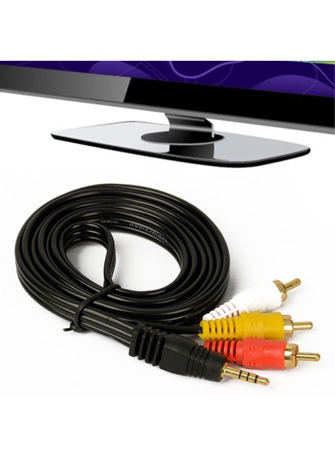 1.5 Meters 3.5 To 3RCA Line A Pair Of Three-tone Video Cable One Three Lotus AV Line Set-top Box Video Cable-Color:1.5m  - Image 4