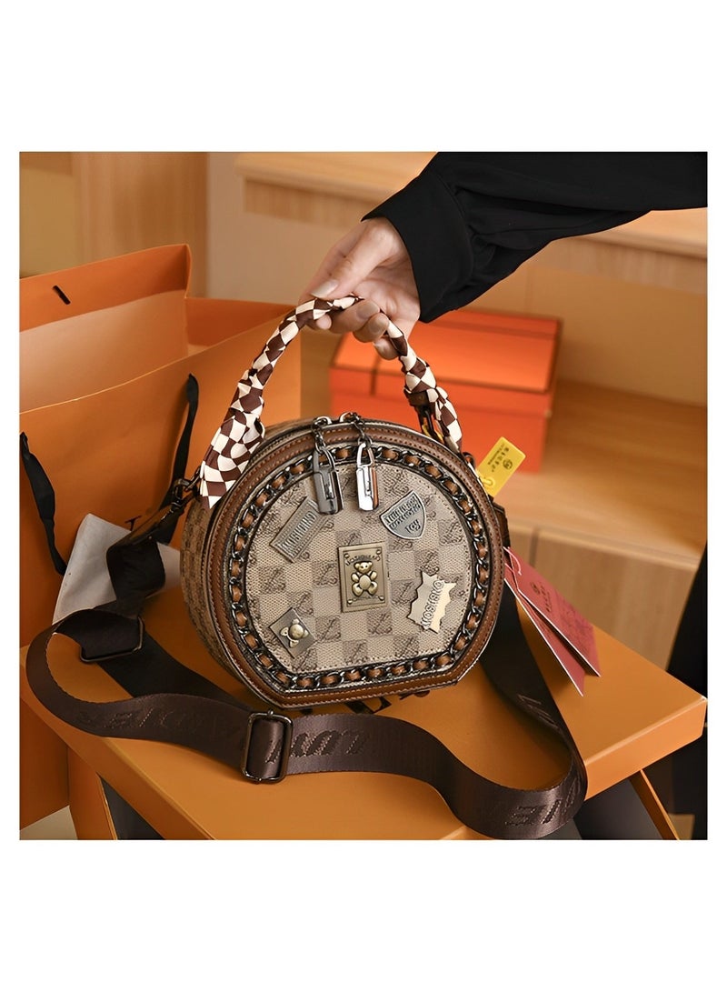 REOCLE Women's Shoulder Bag Small Circular Crossbody Bags Small Tote Square Satchel Handbags Purse Fashion Handbag for Women - Image 2