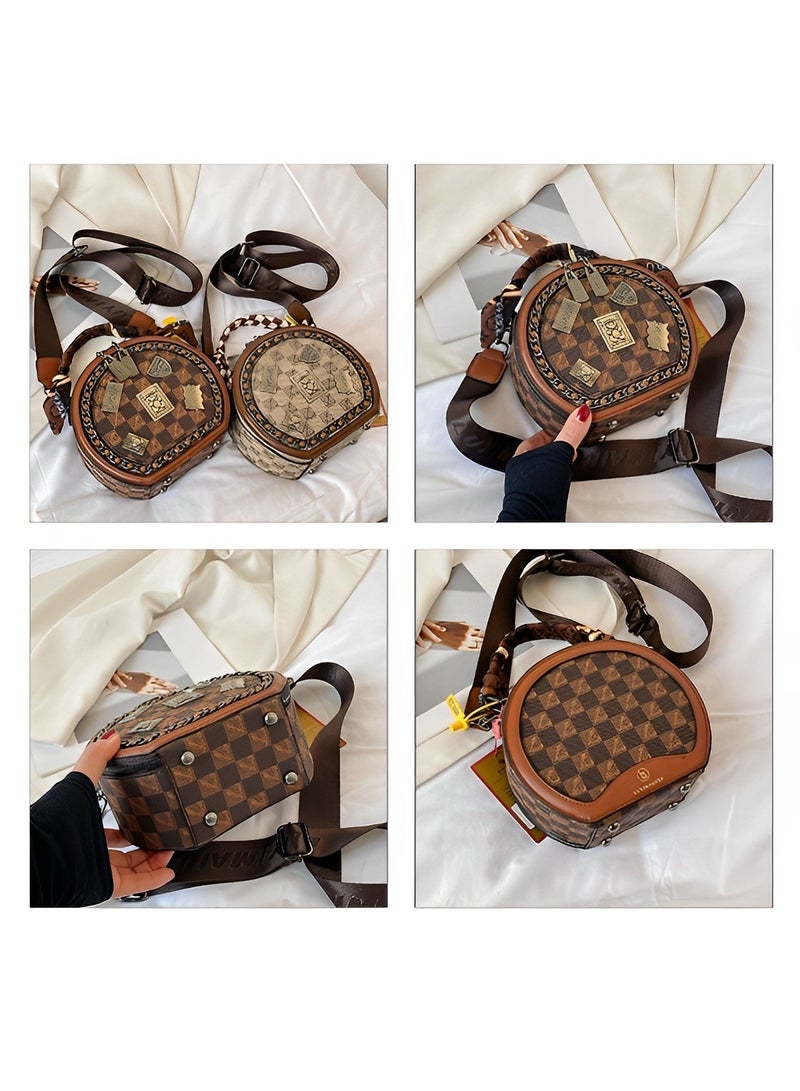 REOCLE Women's Shoulder Bag Small Circular Crossbody Bags Small Tote Square Satchel Handbags Purse Fashion Handbag for Women - Image 4