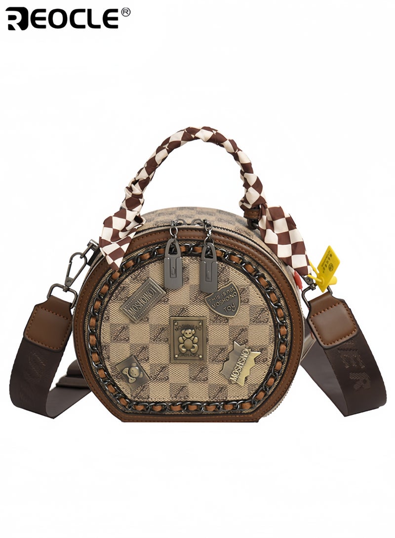 REOCLE Women's Shoulder Bag Small Circular Crossbody Bags Small Tote Square Satchel Handbags Purse Fashion Handbag for Women - Image 1