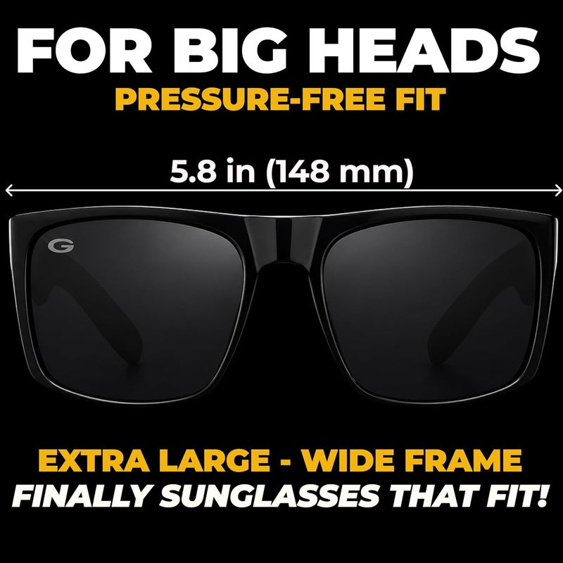 grinderPUNCH Mens Oversized Sunglasses XL Big Head Fit, Extra Wide Frame Sunglasses for Men, Big Heads, XXL Large Wide Shades - Image 4