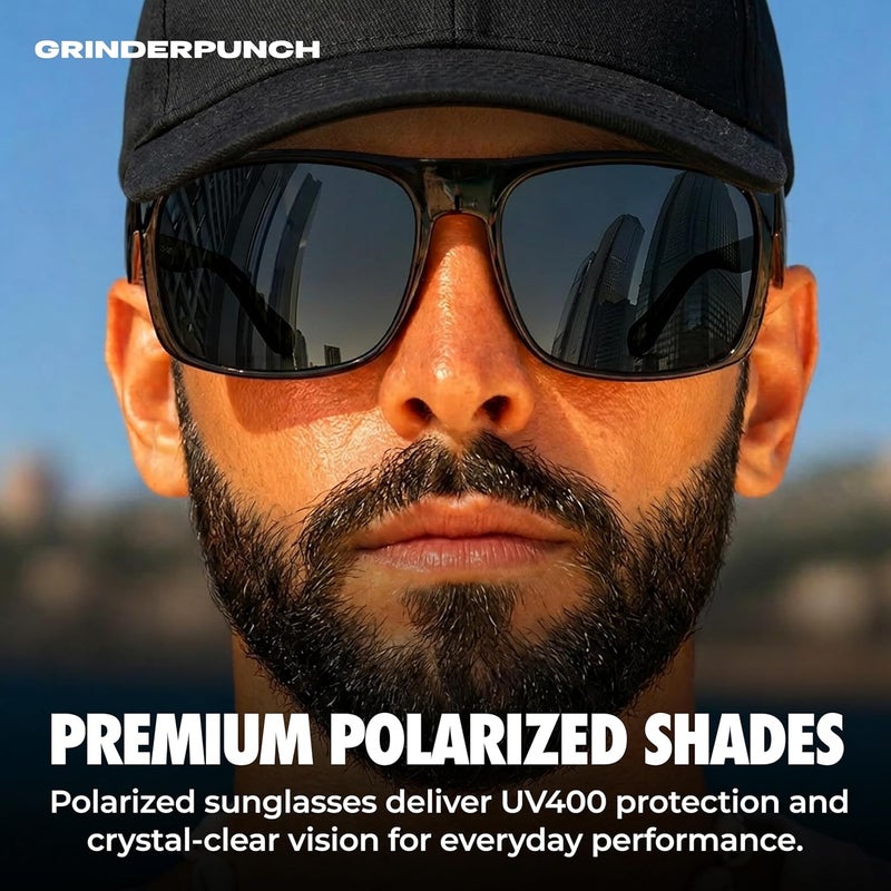 grinderPUNCH Mens Oversized Sunglasses XL Big Head Fit, Extra Wide Frame Sunglasses for Men, Big Heads, XXL Large Wide Shades - Image 3