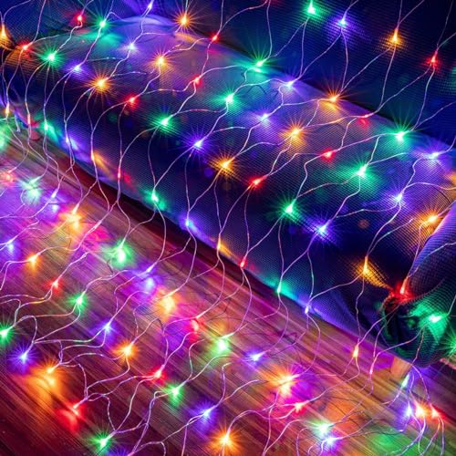 MIRADH Copper Bright Led Net Mesh String Lights 3 Meters- Diwali Lights For Home Decoration 9.8Ft X 6.6Ft 180 Leds 8 Modes Fairy Lights For Bedroom Diwali Light Decorative Lights,Multicolor - Image 1