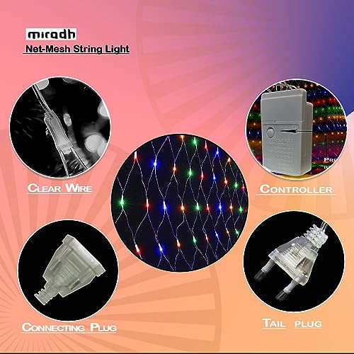 MIRADH Copper Bright Led Net Mesh String Lights 3 Meters- Diwali Lights For Home Decoration 9.8Ft X 6.6Ft 180 Leds 8 Modes Fairy Lights For Bedroom Diwali Light Decorative Lights,Multicolor - Image 4