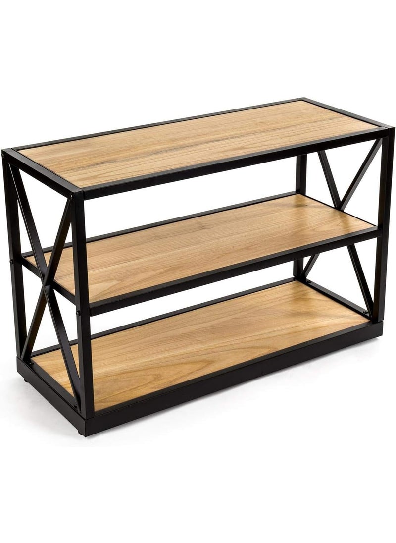 Displays2go Displays2go Industrial XSided 3Shelf Unit Solid Pine  Natural XSHF3NAT  - Image 1