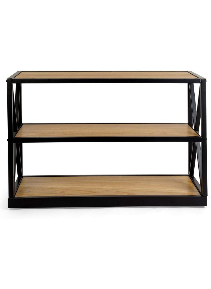 Displays2go Displays2go Industrial XSided 3Shelf Unit Solid Pine  Natural XSHF3NAT  - Image 2