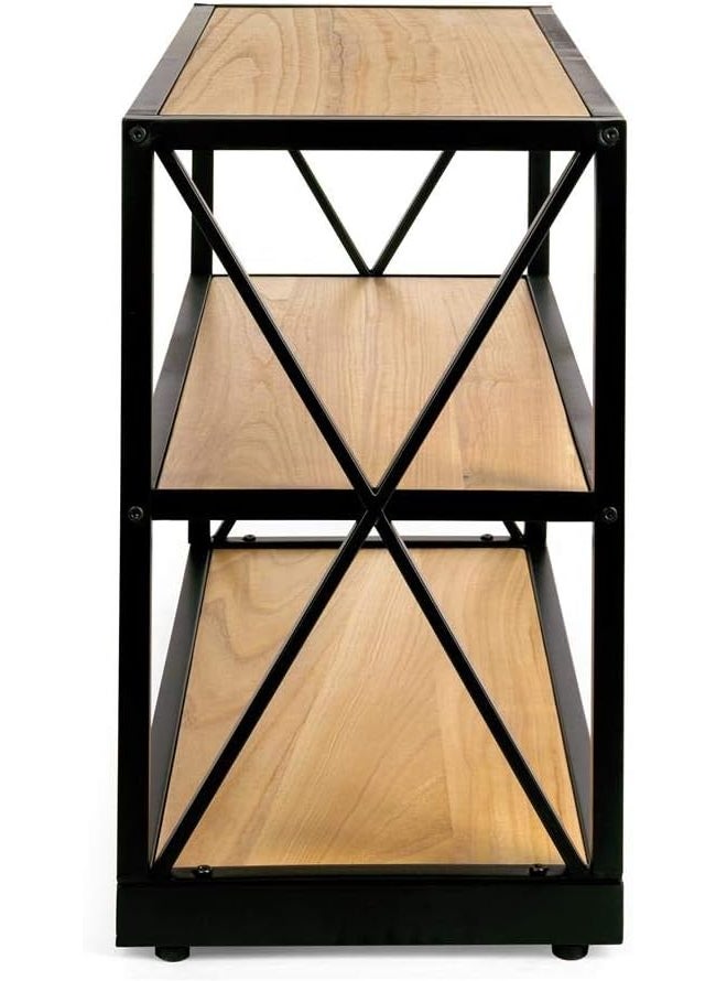 Displays2go Displays2go Industrial XSided 3Shelf Unit Solid Pine  Natural XSHF3NAT  - Image 3