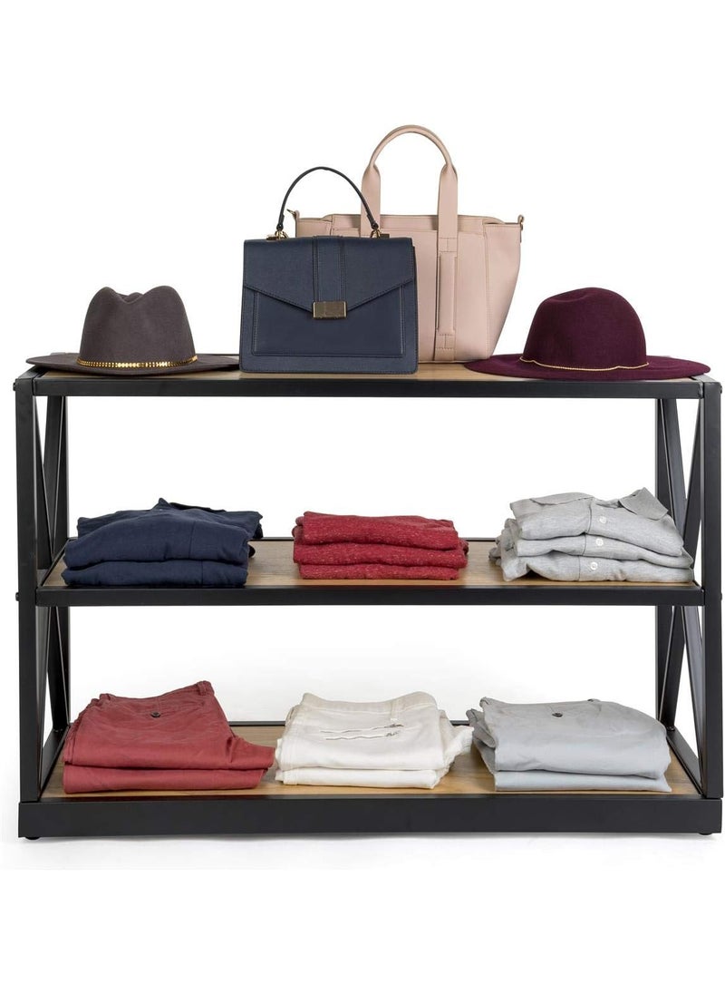 Displays2go Displays2go Industrial XSided 3Shelf Unit Solid Pine  Natural XSHF3NAT  - Image 5