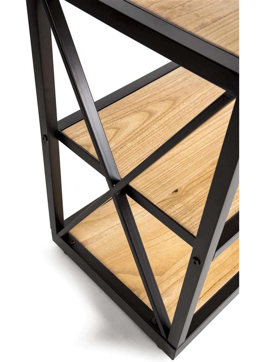 Displays2go Displays2go Industrial XSided 3Shelf Unit Solid Pine  Natural XSHF3NAT  - Image 4