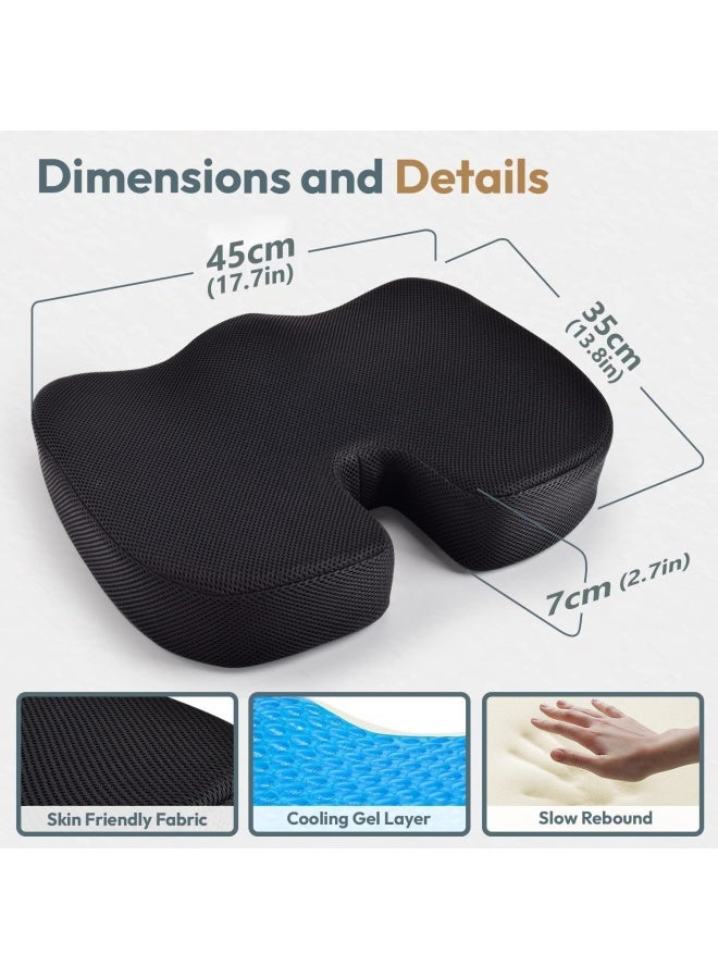 Generic Gel Layer Memory Foam Comfort Seat Cushion Pillow For Office Chair Car  Longer Sitting - Butt Tailbone Back Coccyx Sciatica Black  - Image 2